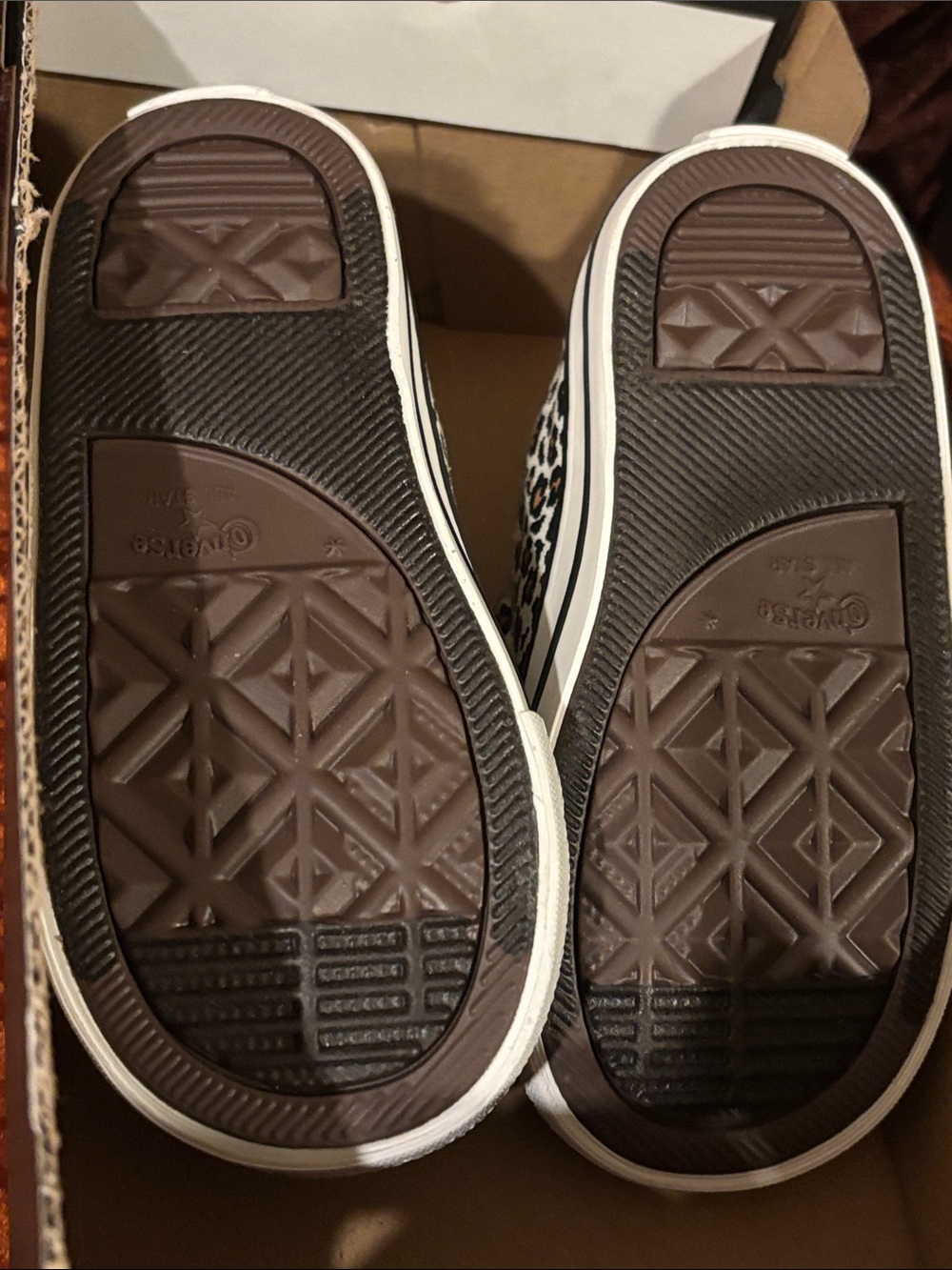 Converse Kids' Leopard Print Low Top Sneakers - White/Tan/Black - Picture 4 of 6